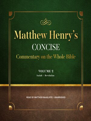 cover image of Matthew Henry's Concise Commentary on the Whole Bible, Volume 2